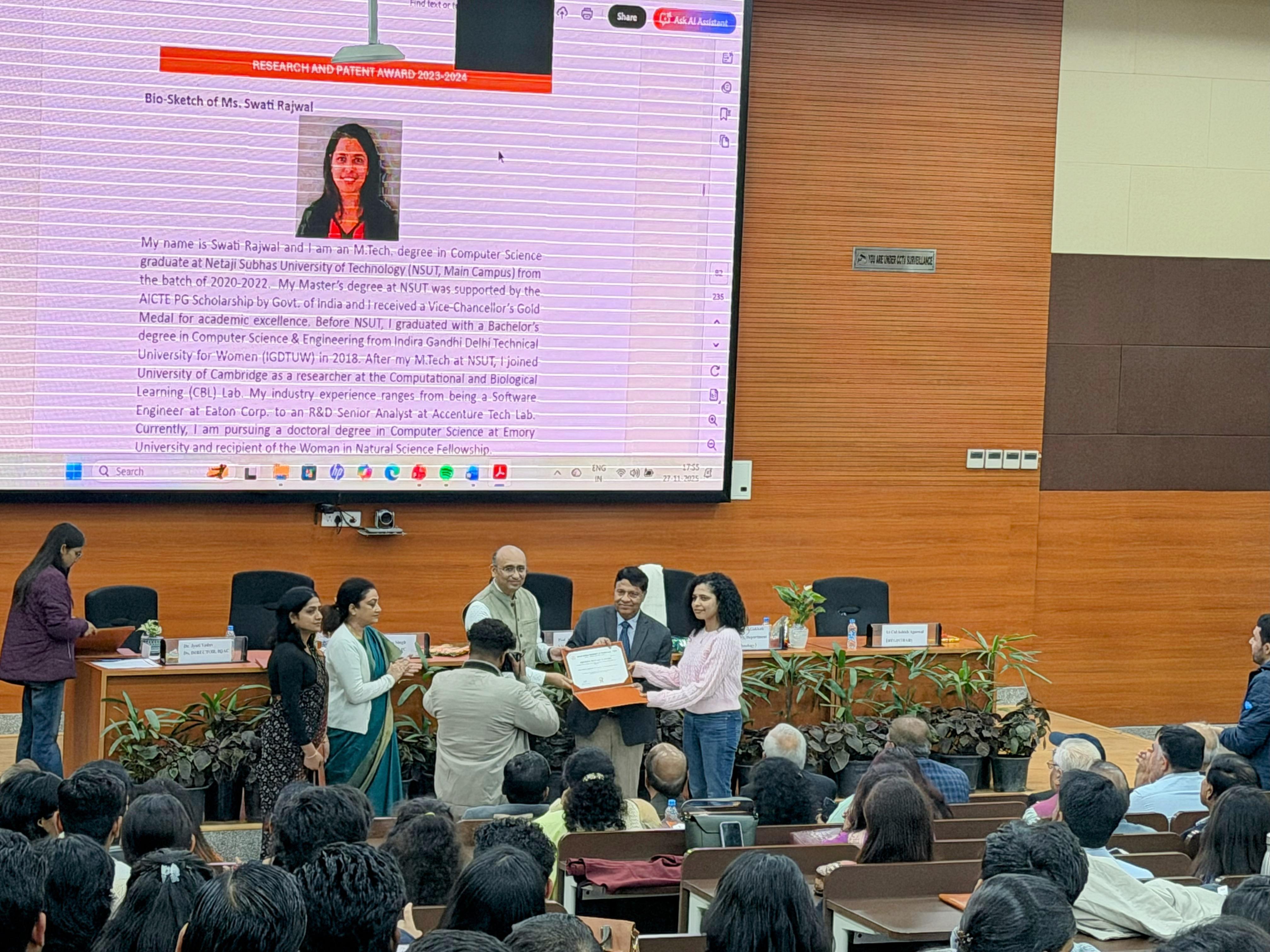 NSUT Research Awards, November 2025